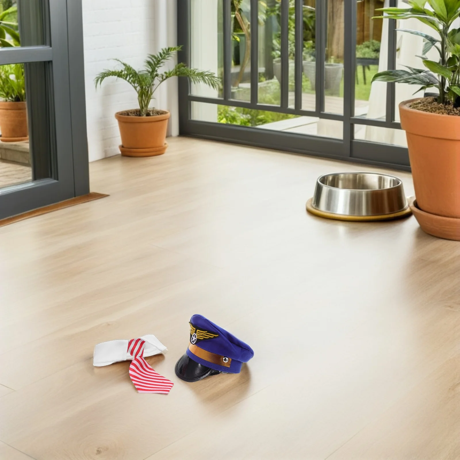 مجموعة واحدة من قبعة مطرزة للكلاب والقطط زي كابتن الحيوانات الأليفة مع ربطة عنق لحفلات عيد الميلاد - إكسسوارات الطيار، الحيوانات الأليفة #4