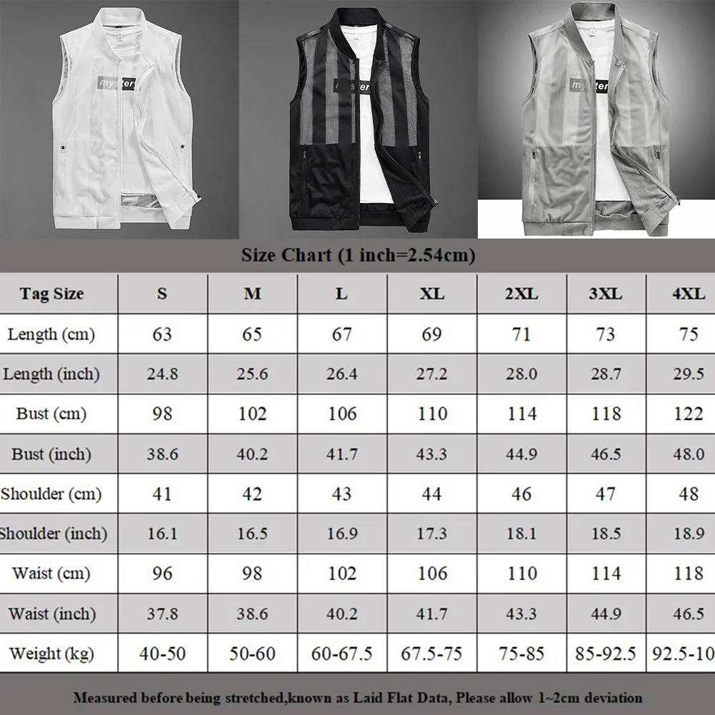 Men Vest Regular Sleeveless Summer Quick-Dry Breathable Vest Comfortable Jacket Outdoor Fishing Hiking Polyester