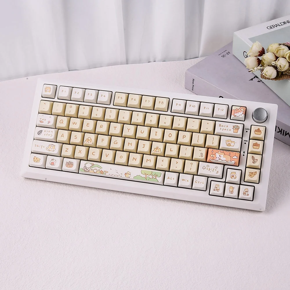 Imagem -06 - Cute Hamster Cartoon Tema Keycaps Xda Perfil Pbt Dye-sub 61 64 84 96 98 104 Chaves Gaming Teclado Mecânico 131 Chaves