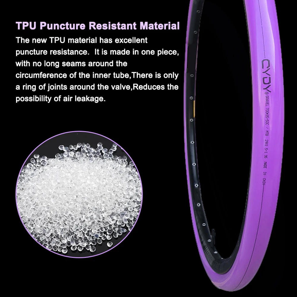 CYDY TPU Inner Tube 700C 700×35-50C 35C 38C 40C 42C 45C 47C Gravel Bicycle Bike 29×1.5 1.75 1.95 Camera MTB 29er Tire Tyre 46G view 3