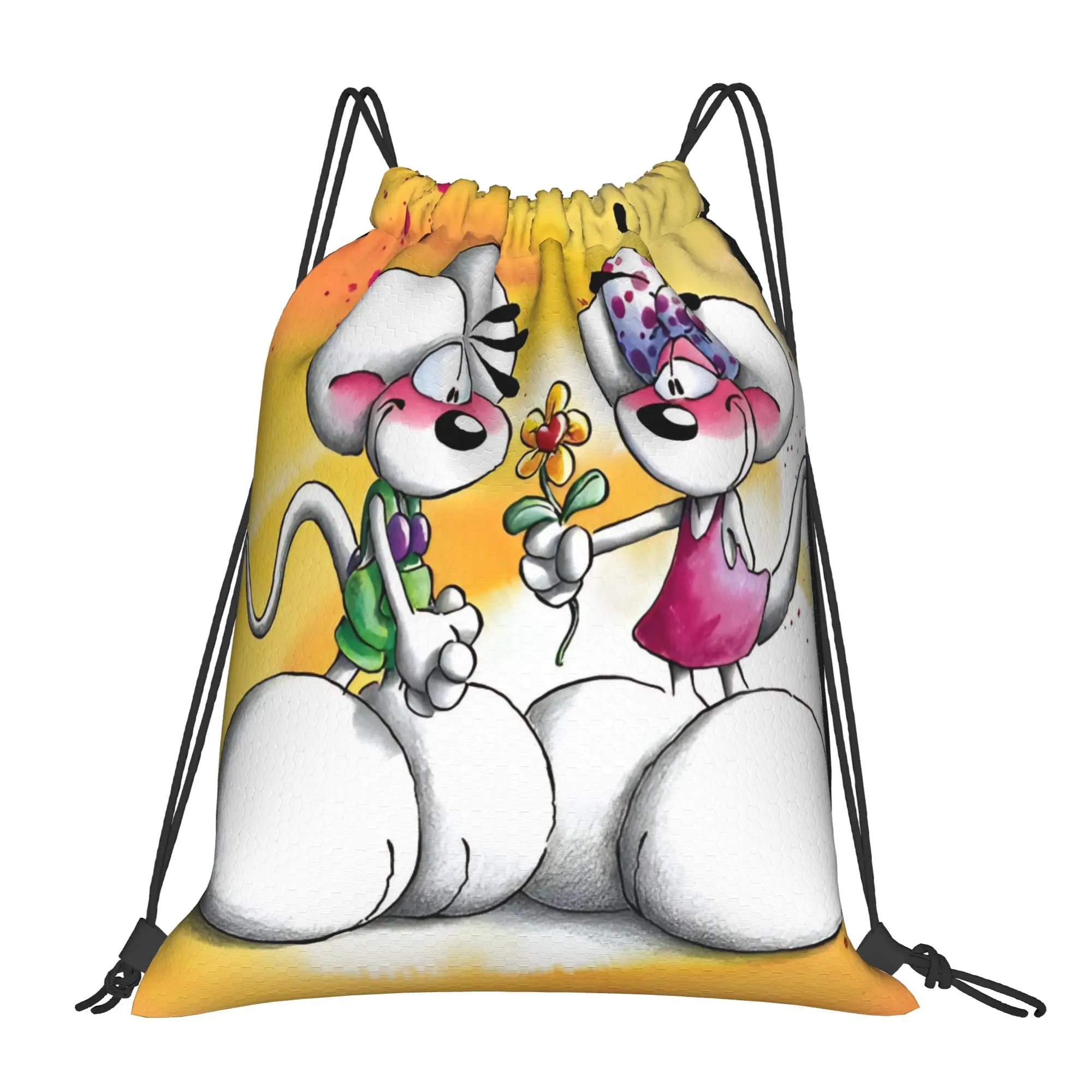 

Cartoon D-Diddl Drawstring Backpack Sports Gym Bag Water Resistant String Sackpack for Exercise
