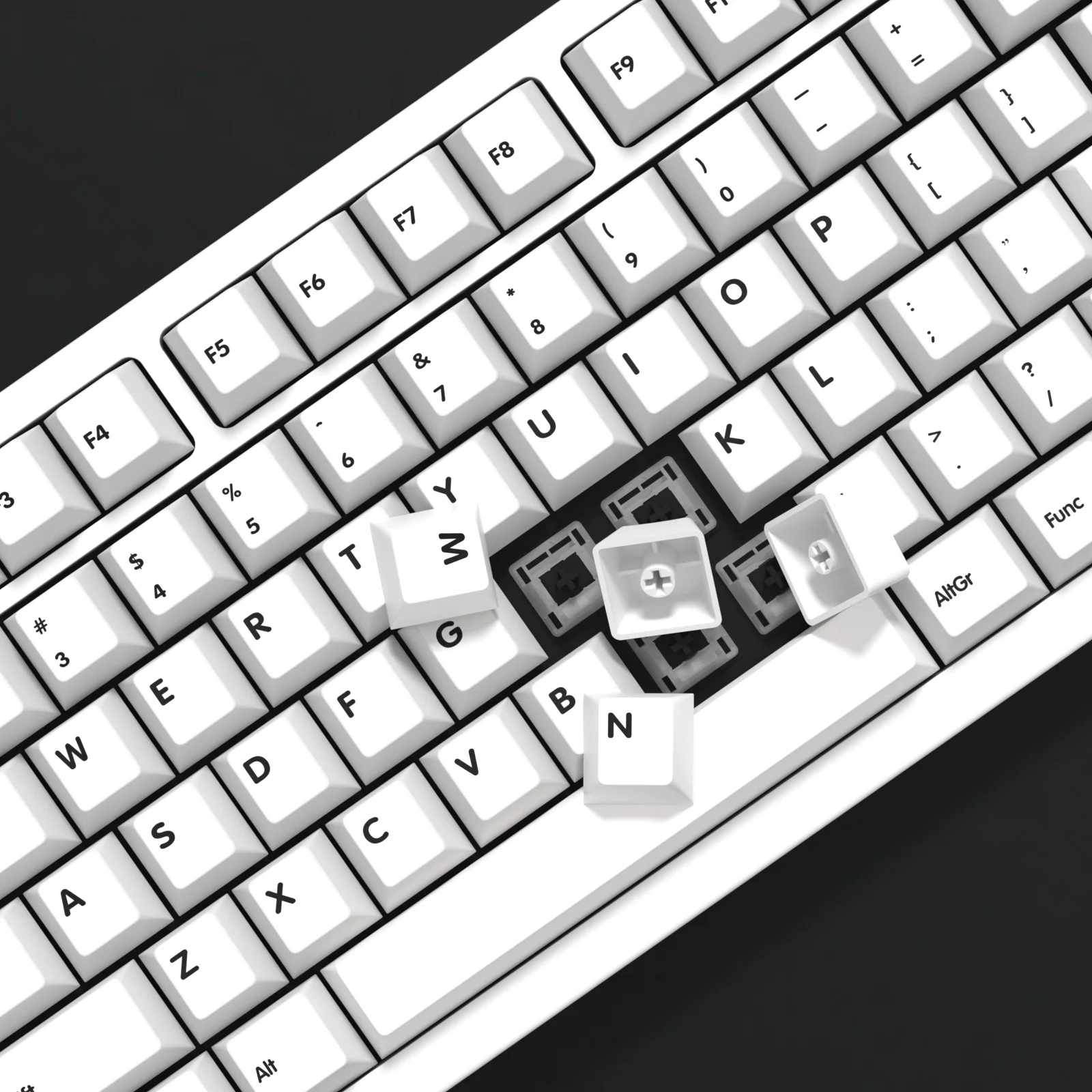 KBDiy Retro GMK Keycaps Minimal White Cherry Profile PBT Keycap Set for Coutom Gaming Mechanical Keyboard 139Keys 60% Key Caps