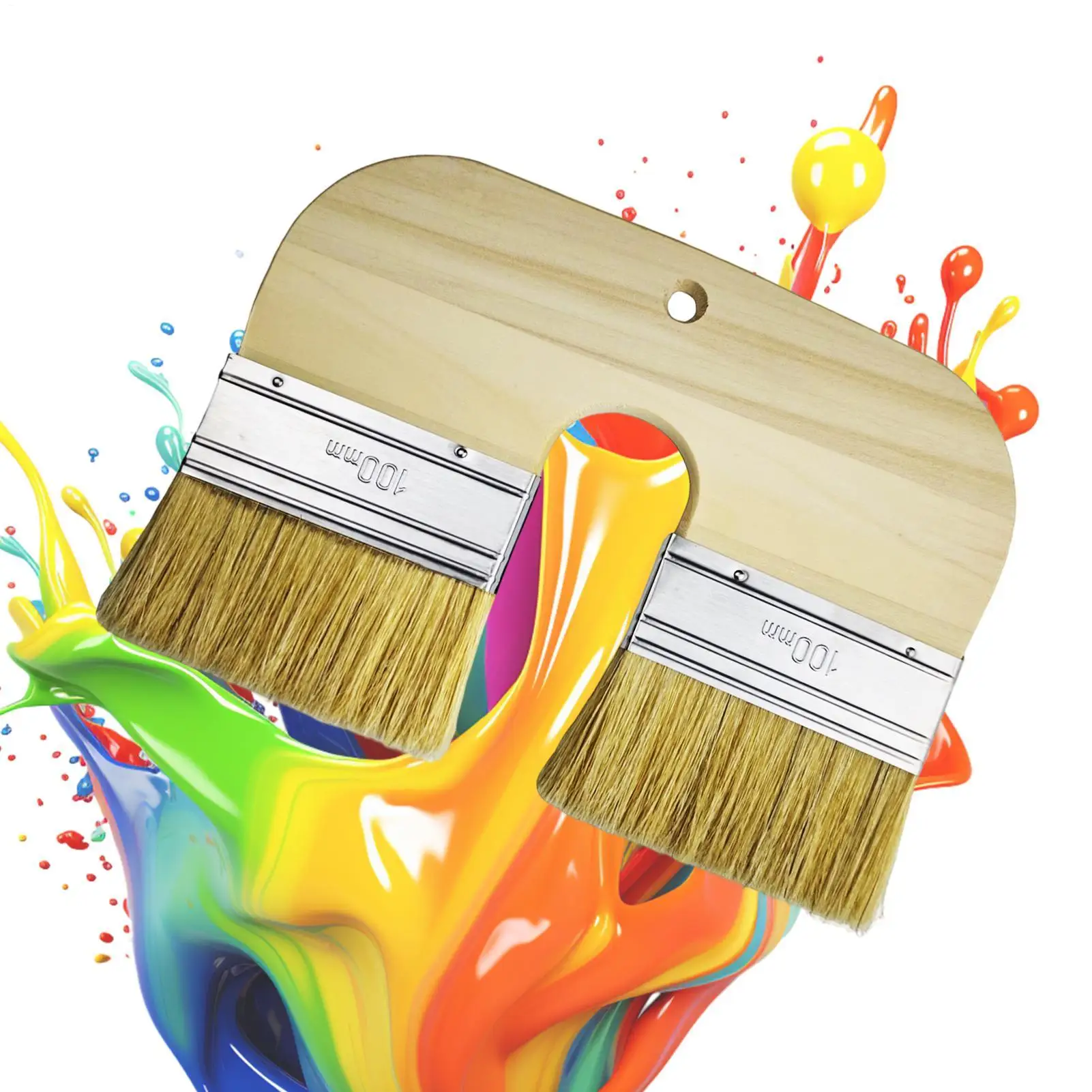 Limewash Brush U Shape Double Bristle Applicator Color Stain Brush for Brick Wall Interior Outdoor Home Deck Bathroom Shower