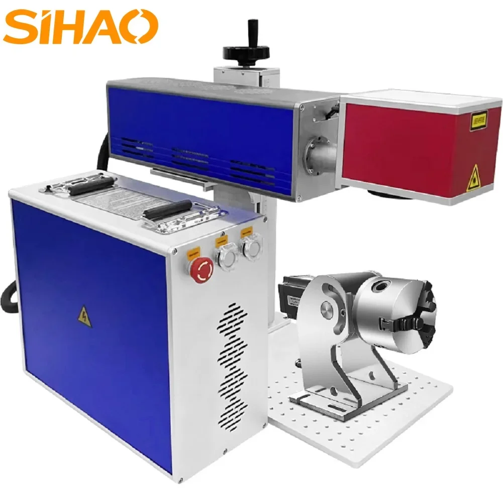 SIHAO CO2 Laser Engraver with Rotary | 210x210mm Laser Marking Machine Work Area for Wood Leather Acrylic & Woodworking Tools