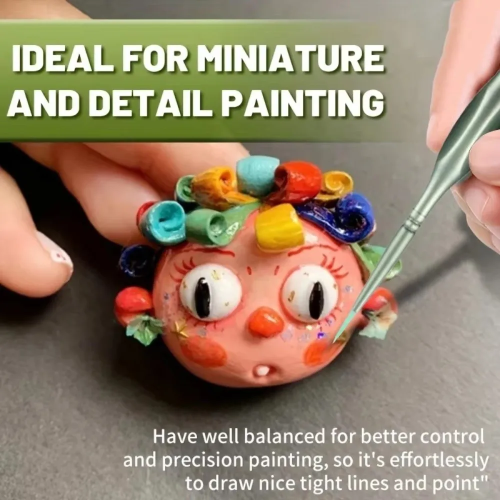 11pcs Acrylic Miniature Paint Brushes Watercolor with Triangular Handles Digital Oil Painting Pen High-Quality Nylon Wool
