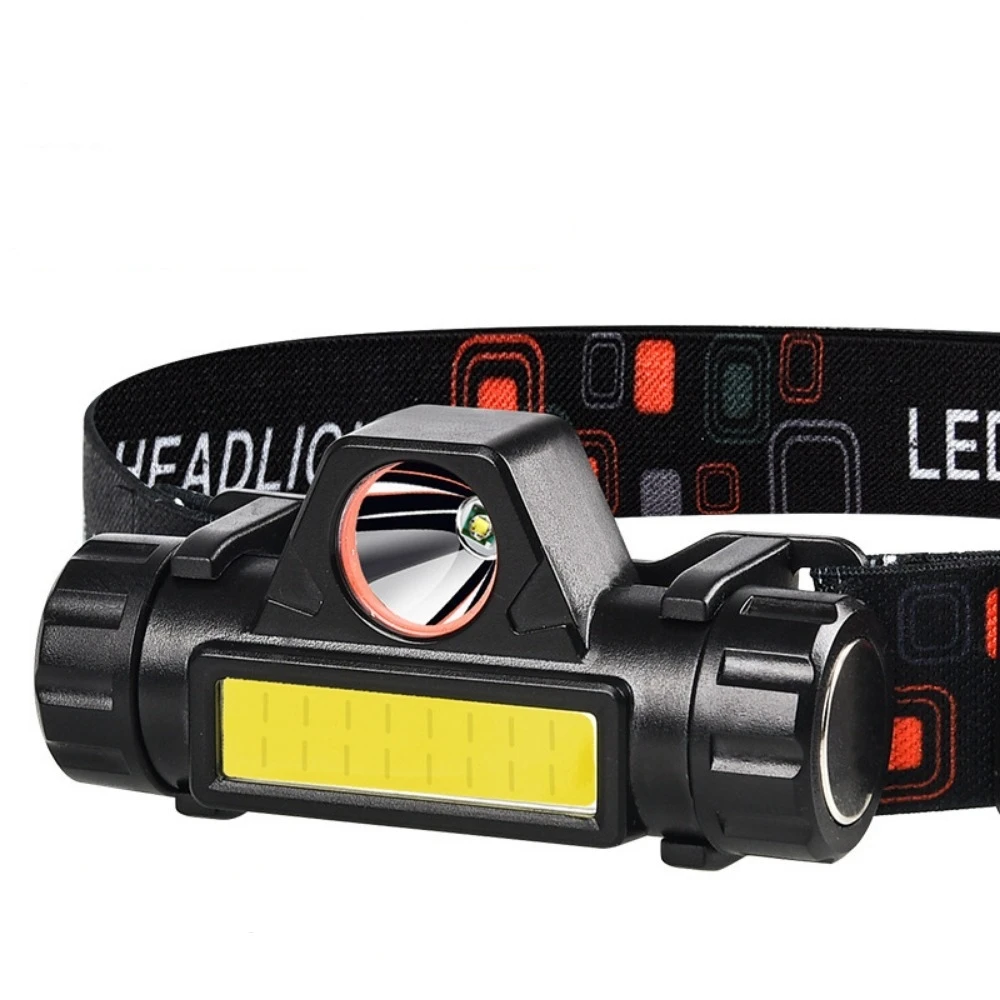 Rechargeable Fishing LED Headlamp Camping Headlight XPE COB Work Light 2 Lighting Modes with Tail Magnet Detachable