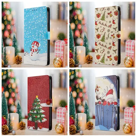 Phone Case for ZTE Blade V70 Max V60 Vita Axon 60 40 Lite V50 Design Nubia Focus Pro Music 2 Cases Christmas Flip Leather Cover