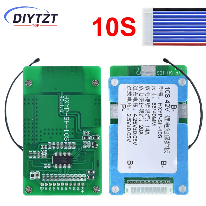 Panneau de Protection de batterie au Lithium 10S 42V 20a BMS, cellule polymère 18650 avec Balance, contrôle de température NTC intégré