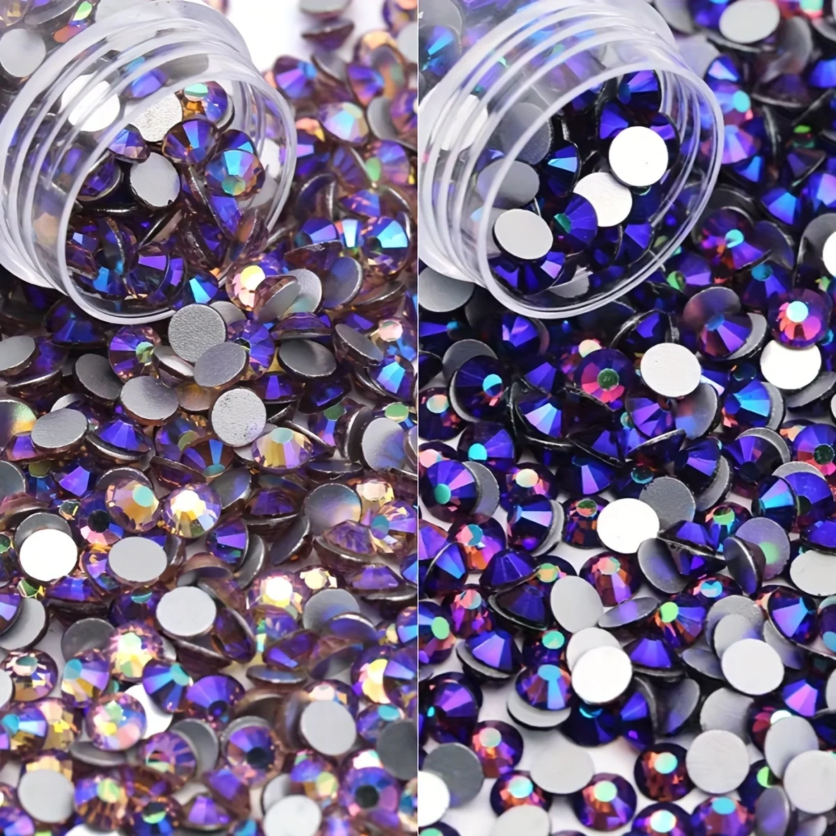 Glass Flatback Rhinestones Lt.Amethyst Dk.Amethyst Olive Emerald AB SS10 SS12 1440pcs Non Hotfix for Clothing Decoration Shoes