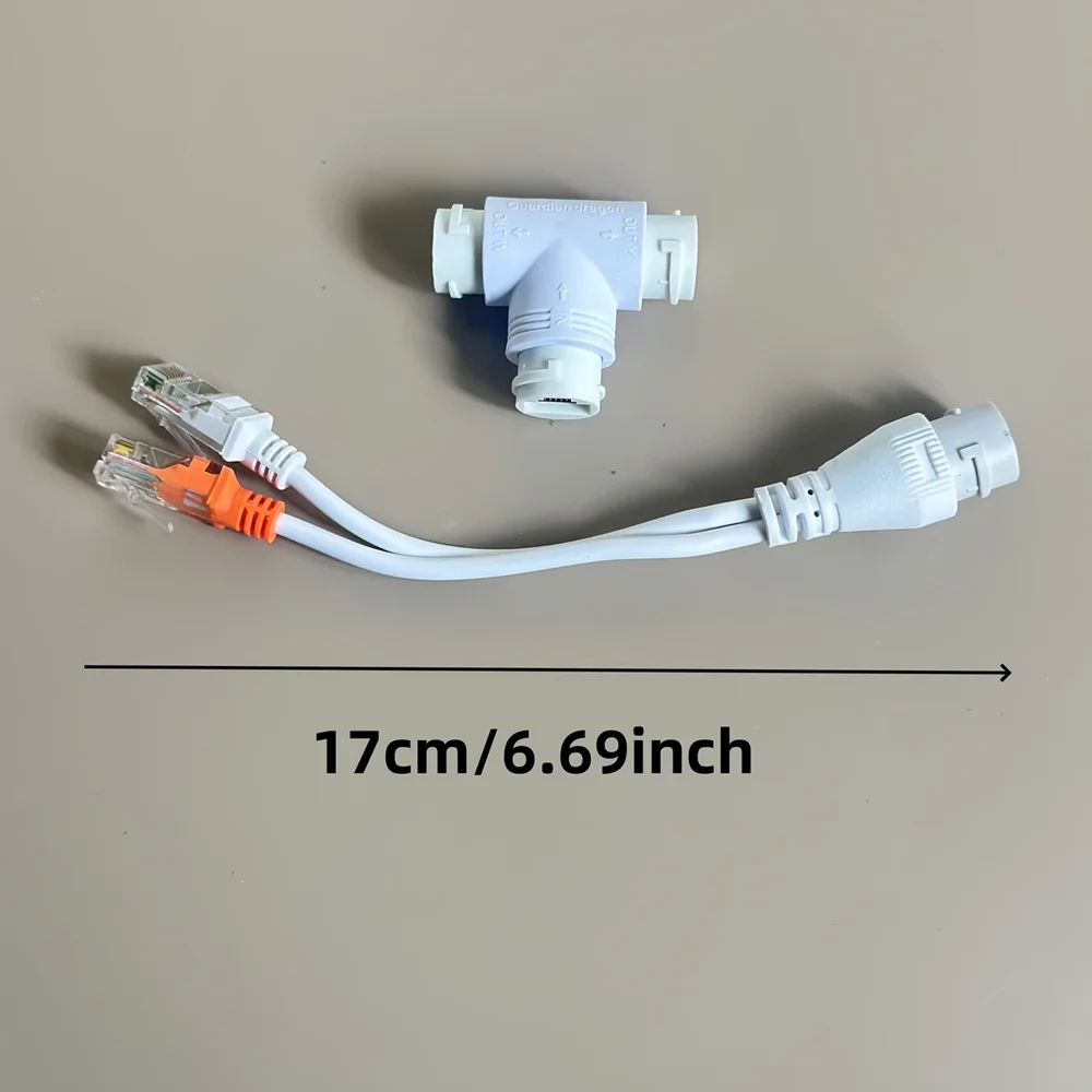 2 IN 1 POE Splitter CCTV Accessories Three Way RJ45 Head POE Adapter Cable For IP Camera Install