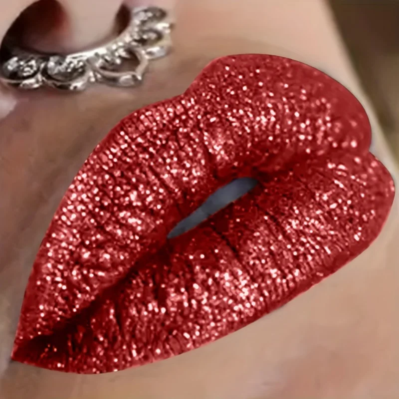 1pc Shimmering Lip Gloss, High-Pigment, Smudge-Resistant Lip Color - With Brown, Purple, Red Tones - Ideal for Parties & Cosplay