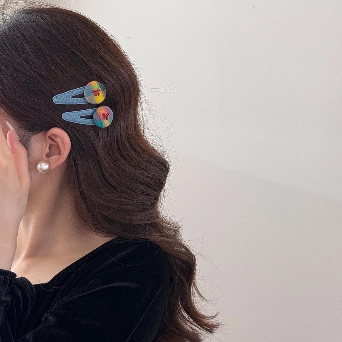 

2 шт., корейский новый цвет, клетчатый бант Doudou, джинсовая заколка для девочек с каплями воды, BB, заколка для волос, зажим для волос, зажим для волос, аксессуары для волос