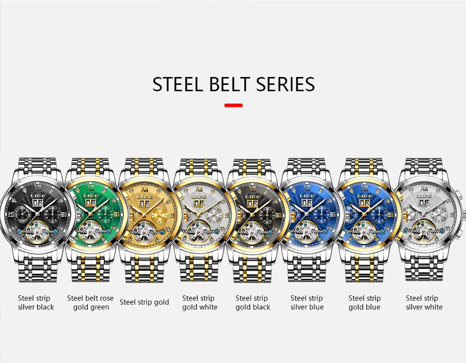 LIGE Automatic Watch for Men Top Original Luxury Skeleton Flywheel Mechanical Wristwatches Classic Calendar Business Man Watch
