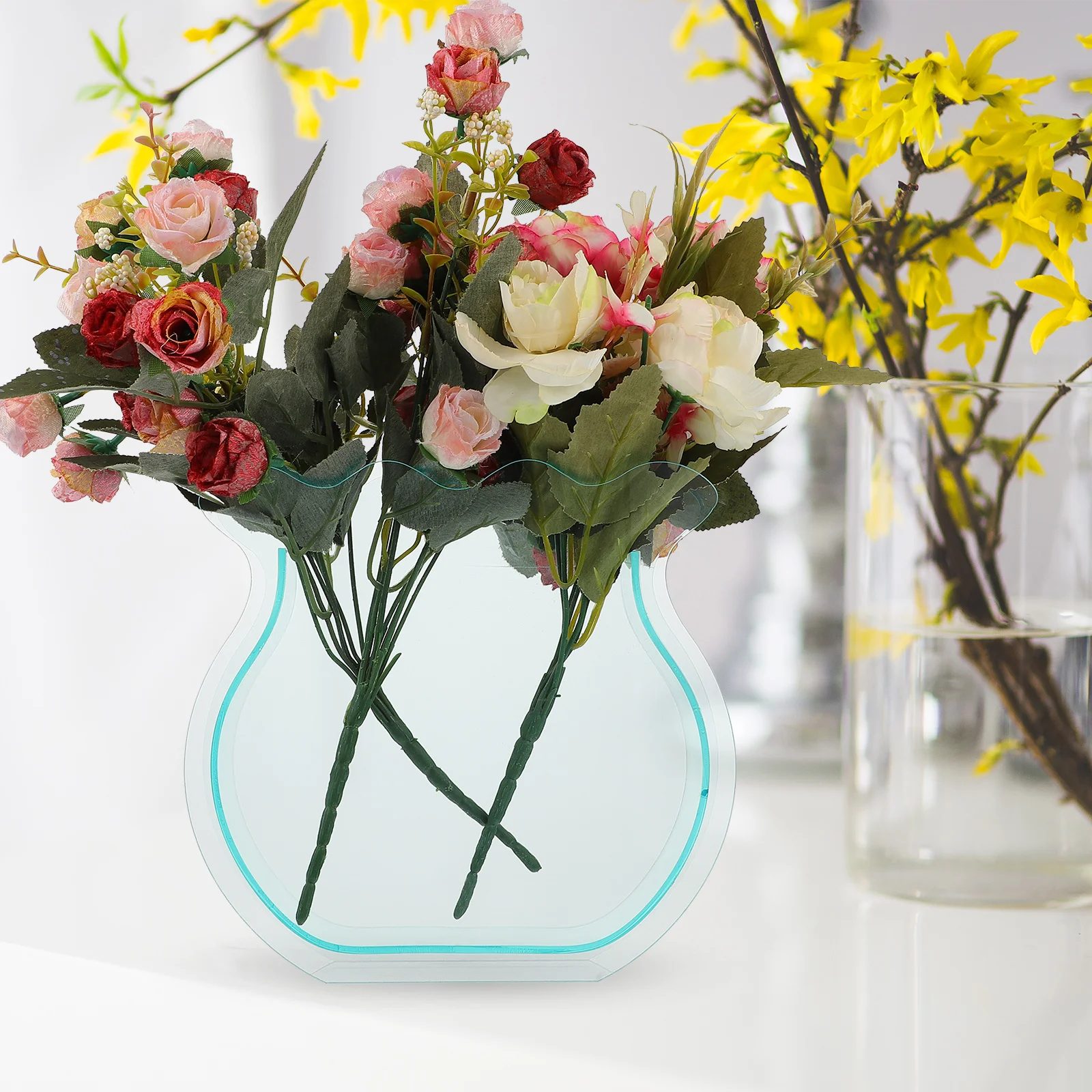 

Transparent Vase Acrylic Floral Arrangement Vase For Dried Flowers Modern Desktop Decor Household Flower Ornament Compact Design