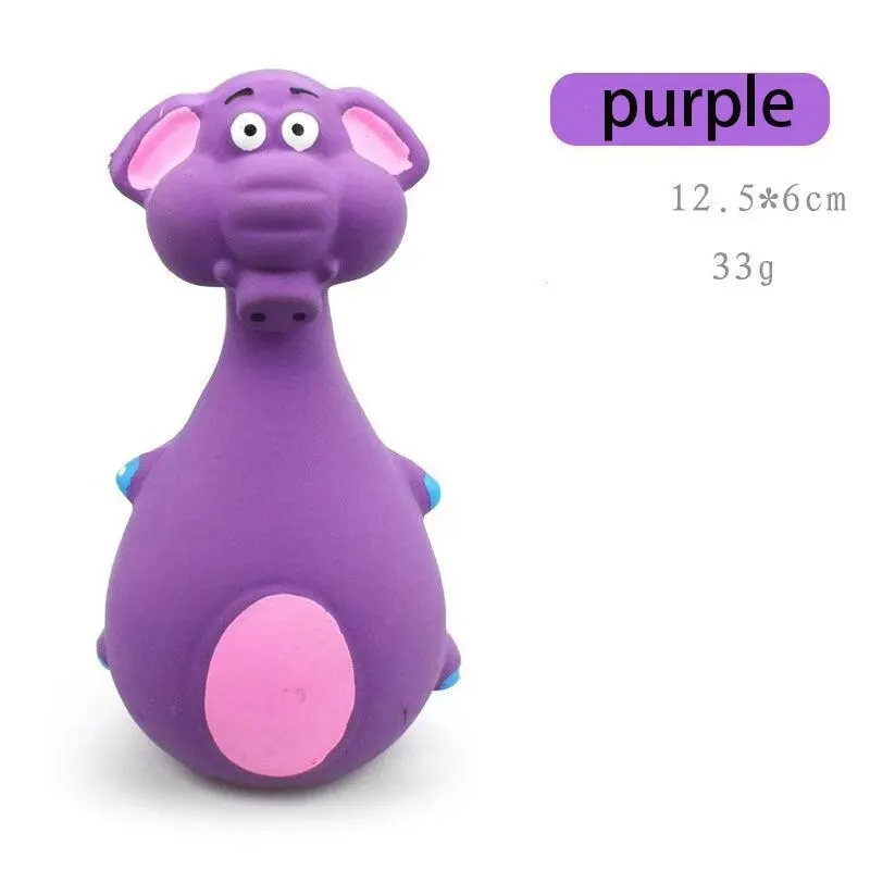 1 Piece Fat Bellied Cartoon Fun Bite Resistant Latex Sound Dog Toy Purple Elephant White Cow Brown Optional