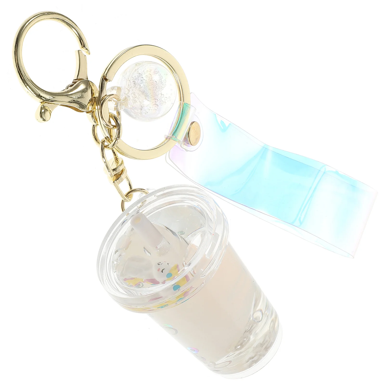 

Quicksand Keychain Ring Holder Bag Pendant Elegant Accessory Fashion Hanging Drink Ornaments