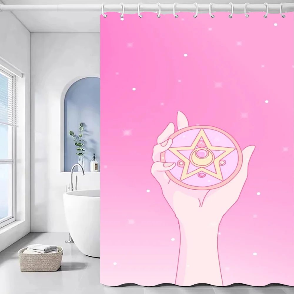 S-Sailor Moon European Curtain for Bathroom Shower Curtain Waterproof Fabric Bathroom Curtains Bath Sets Accessories the Set