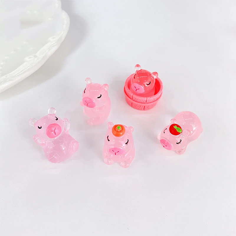 2Pcs Cartoon Luminous Capybara Ornament Cute Animal Ornaments Toys For Micro Garden Landscape DIY Decoration Accessories