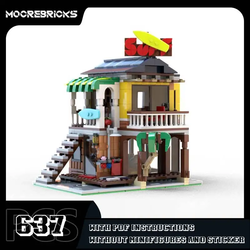 

MOC-228347 Creative Modular Surfer Beach House Model Building Blocks Assembled Senior Bricks Toys Children's Christmas Gifts