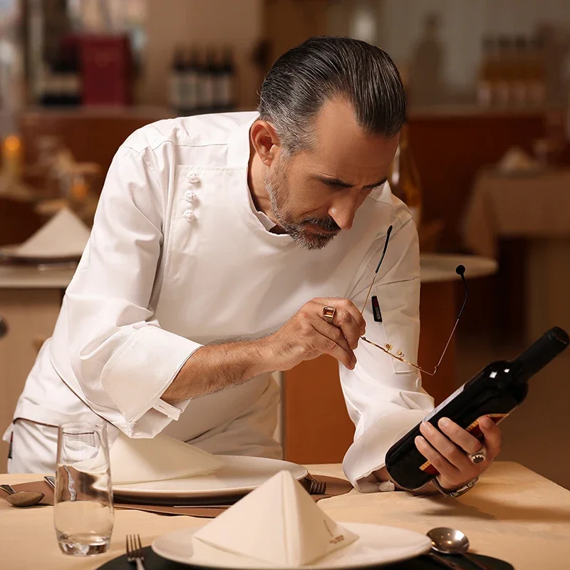 Uniforme de manga larga para Hotel, comida occidental, Catering, cocina, restaurante, Chef, panadero, ropa de trabajo, chaquetas de Chef para hombres, camisas de alta calidad
