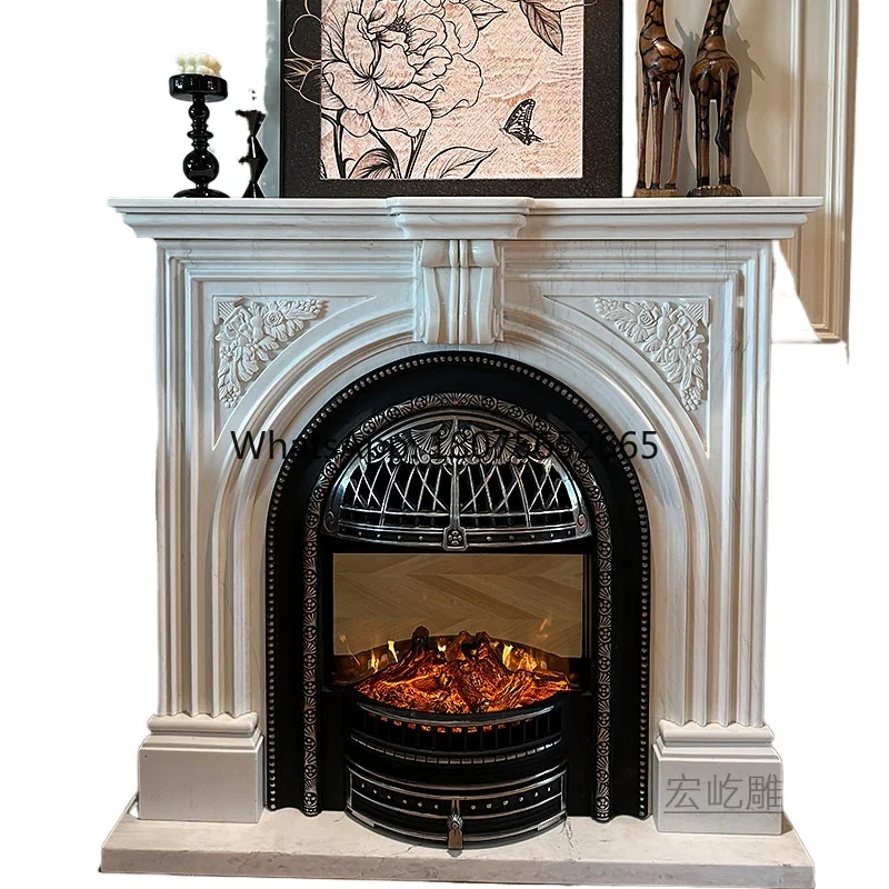 Natural marble french mantel white marble modern stone carving