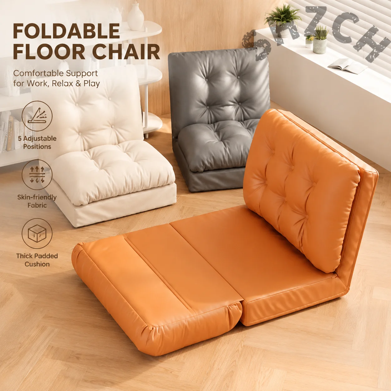 2-Seater Folding Floor Sofa Bed – Tatami-Style Convertible Lounge Chair with Backrest for Bedroom or Balcony