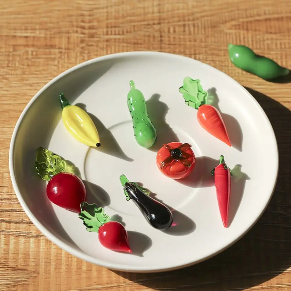 

Glass Vegetable Mini Figurines Lovely Scallion Carrot White Radish Red Pepper Bamboo Shoots Mini Statues Bonsai Decor