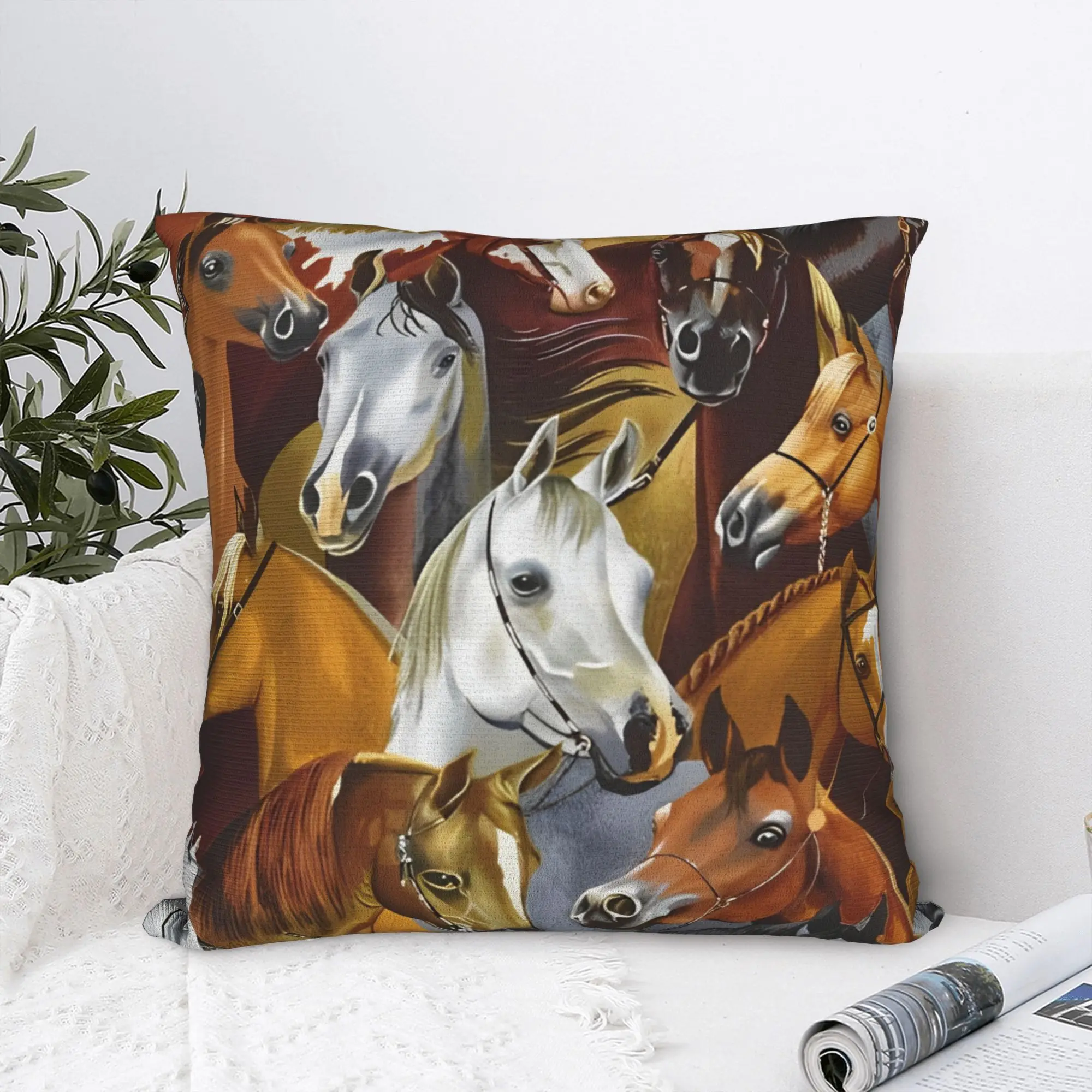 

Oil Painting Wild Horse Pillow Case Comfy Pillow Cover Funny Cushion Cover For Wedding Party Home Decor