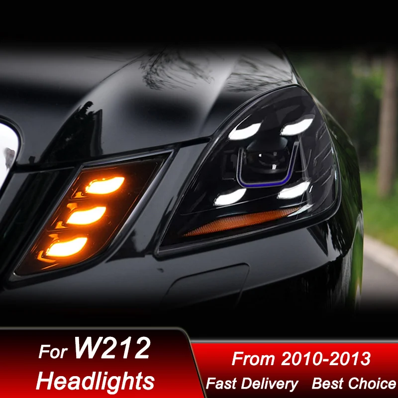 المصابيح الأمامية للسيارة لمرسيدس بنز E Class W212 2010-2013 بورش نمط LED السيارات كشافات الجمعية العارض عدسة الملحقات عدة #5