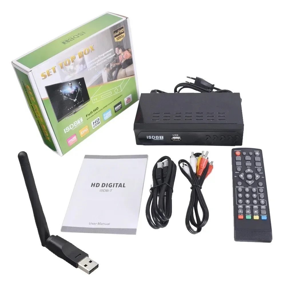 Chili Tdt Tv Tuner 1080P ISDB-T Set Top Box Hd Terrestrische Digitale Tv Decoder Video Broadcasting Tv Ontvanger Met Hdmi Rca Kabel