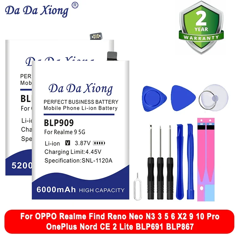 BLP565 BLP691 BLP927 Battery For OPPO Realme Oneplus Reno Find GT 4 4SE X5 5K R5 R5S 6 K9 7 8S 8T 10 BLP917 3000 3005 3007 Pro