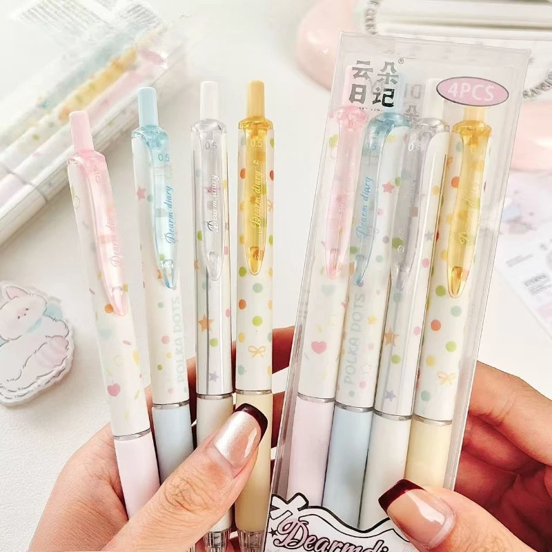 Kawai Stationery Rainbow Wave Dot Press Pen High Appearance Simple ST Head Black Writing Smooth Brush Signature School Supplies
