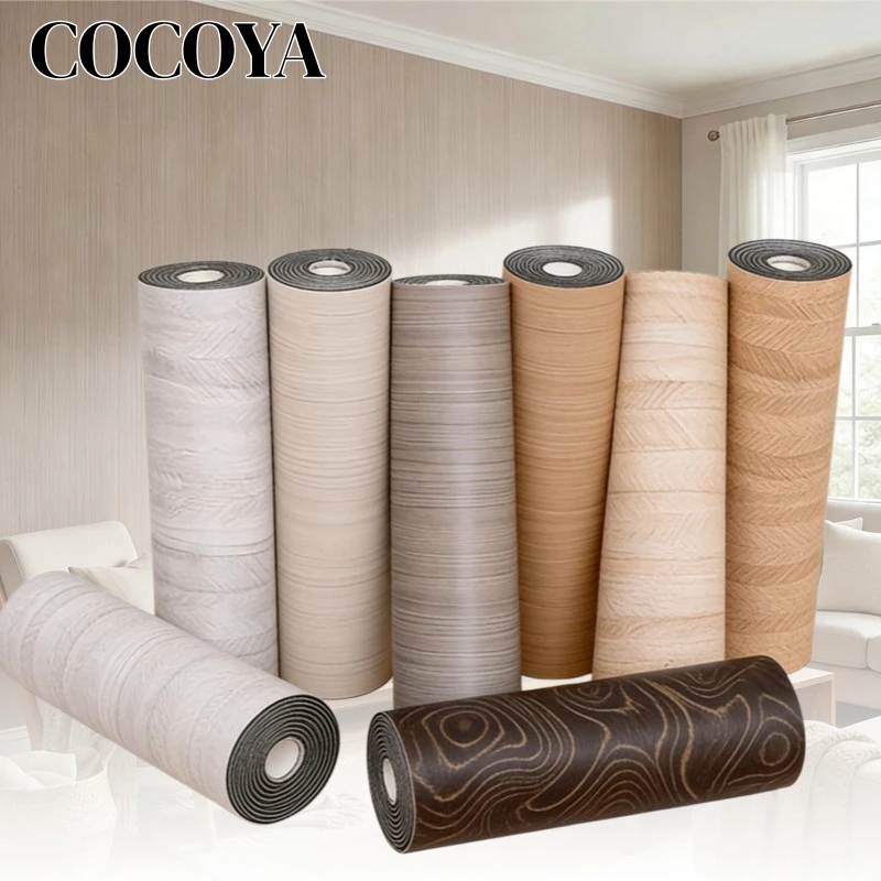 Wood Grain PVC Wallpaper Foam Peel and Stick Wall Stickers DIY Suitable for Bedroom Wall Decoration Thickened Contact Paper