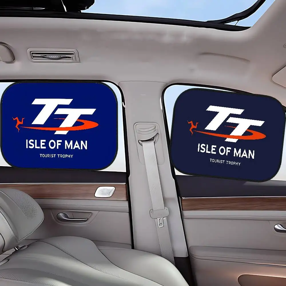 I-Isle Of ManS TT Logo Car Sun Shade UV Electrostatic Adsorption Car Window Sunshade Universal Auto Outdoor Sunscreen