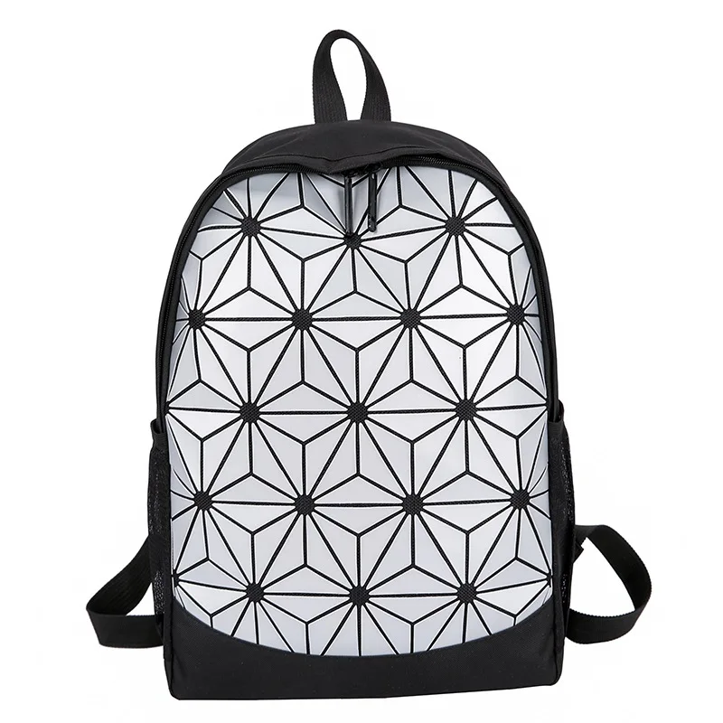 Men\'s Women Fashion Colorful Geometric Shoulder Bag Knapsack Creative Personality New Student Street Trend Sports Backpacks