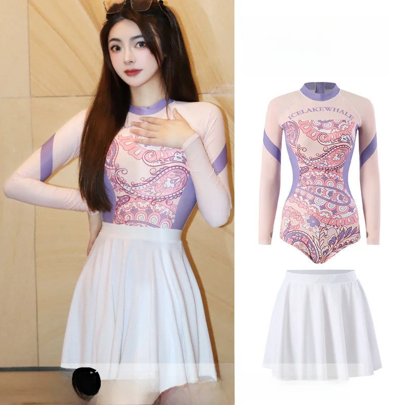 

Женский гидрокостюм Slim Fit с длинным рукавом для серфинга, пляжа, защиты от солнца, термокостюм для плавания, нейлоновый костюм для дайвинга Ice Lake Whale