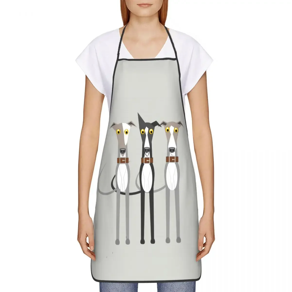 Cute Greyhound Sighthound Dog Funny Apron Women Men Whippet Puppy Adult Unisex Kitchen Chef Bib Tablier Cuisine Cooking Baking