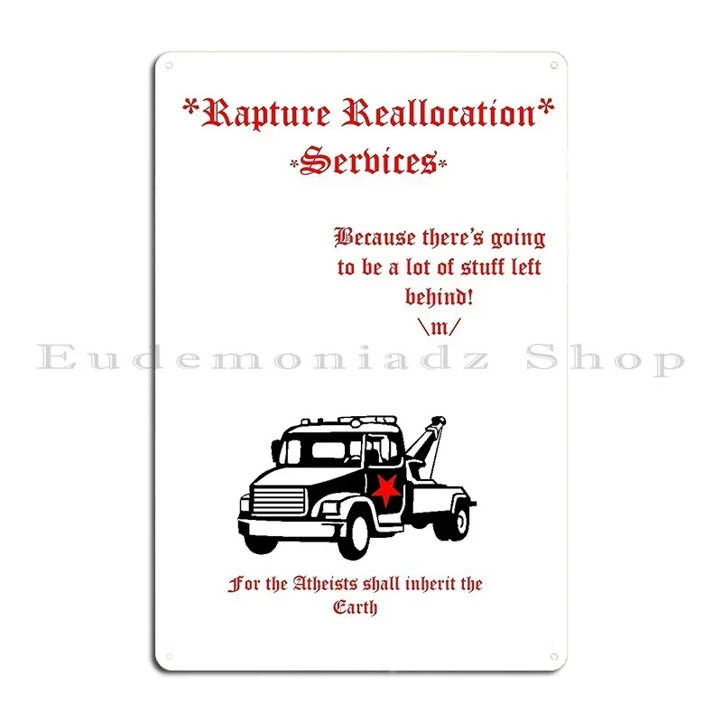 Rapture Reallocation Services Metal Sign Wall Mural Designs Plaques Wall Mural Printing Tin Sign Poster