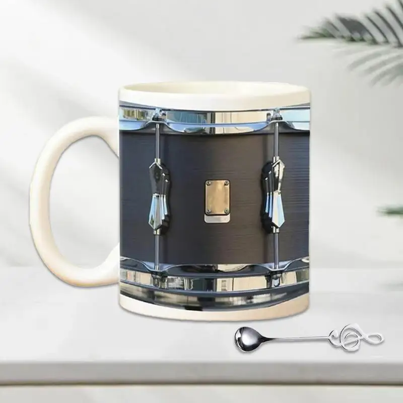 Black Vintage Drum Mugs 400ml Ceramic Drumming Coffee Cup Tea Cup Juice and Milk Drinkware Desktop Pen Holder Christmas Gifts