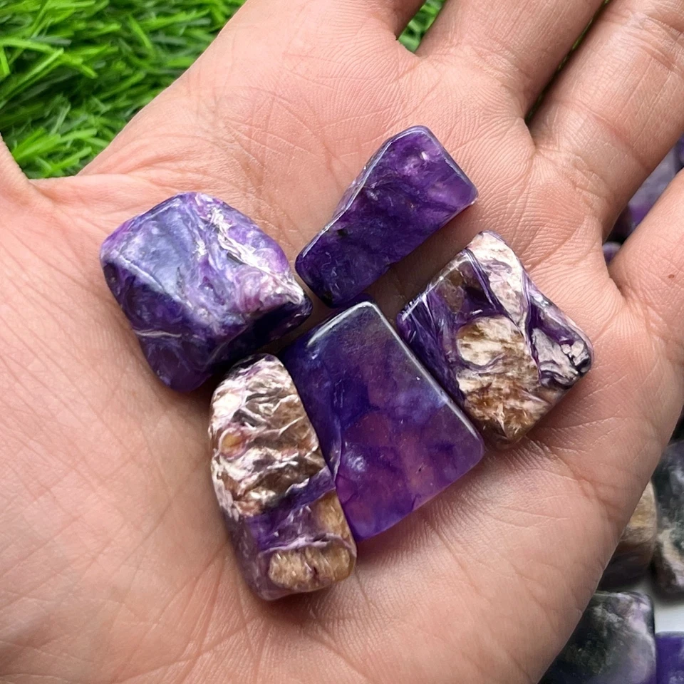 Natural Purple Charoite Gemstone Raw Polished Stone Size 24-17mm