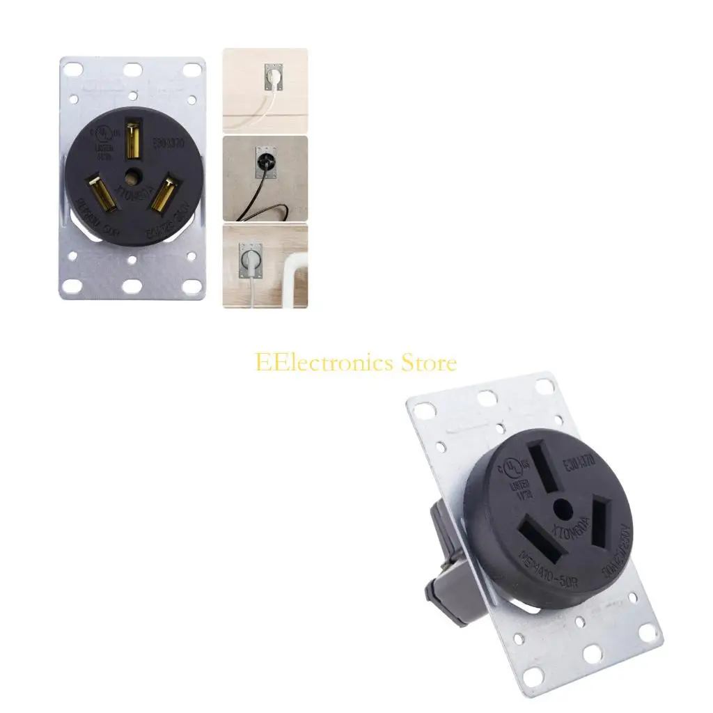 B03C Heavy Duty 3 Hole 50A Receptacle Outlet NEMA 10 50P For Indoor Outdoor Use In Residential Industrial Setting