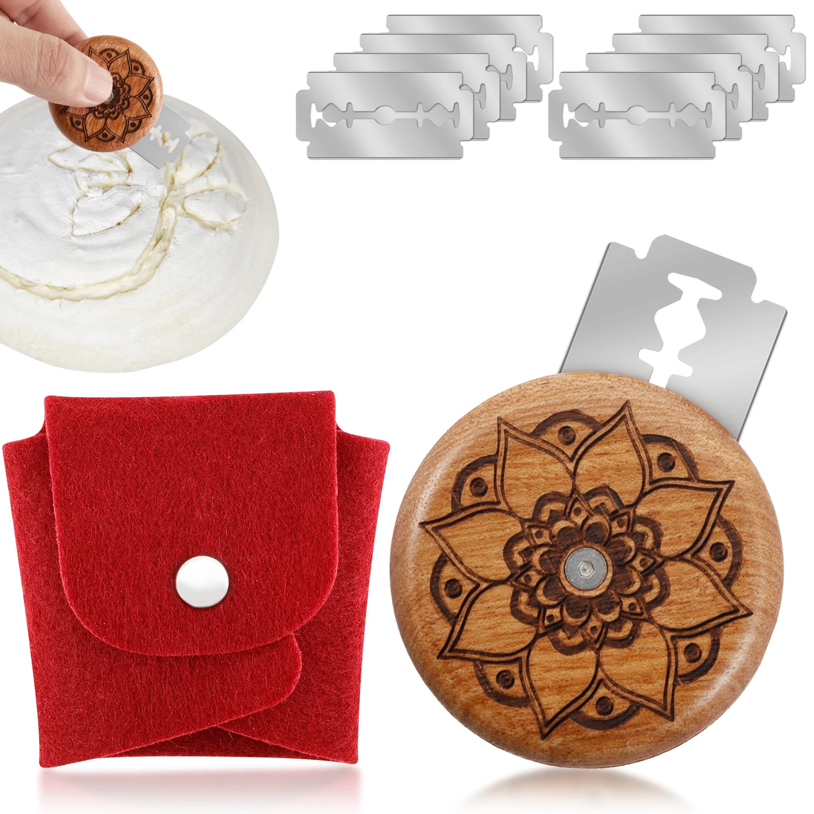 Homemade Bread DIY Pattern Carving Blades Dough Scoring Blade Set with Replacement Blades Baguette Pastry Making Baking Tool