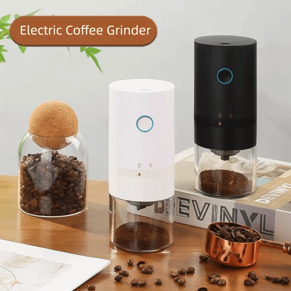

New Stainless Steel Electric Coffee Grinder Wood Grain TYPE C USB Charge Coffee Bean Grinder Hand Coffee Grinder Daily Grinding