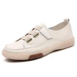 Zapatillas de deporte de piel auténtica para mujer, zapatos planos de suela suave para correr, Jogging, jóvenes, estudiantes, niñas, moda de primavera y verano