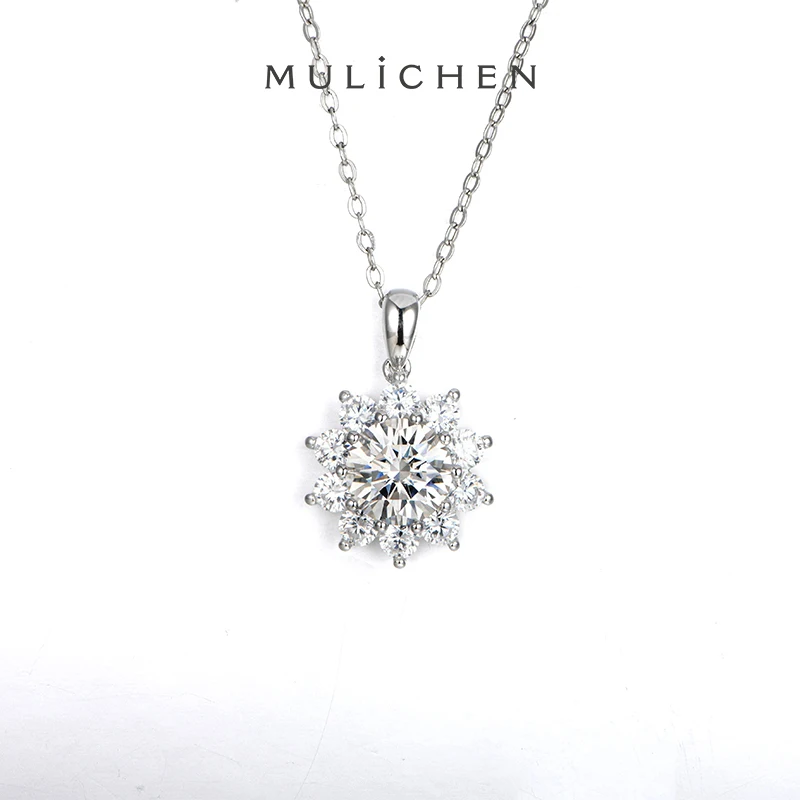 

MULICHEN New Year's Day 2ct Moissanite Necklaces Women 925 Sterling Silver Offers With Free Shipping Female Necklace Set