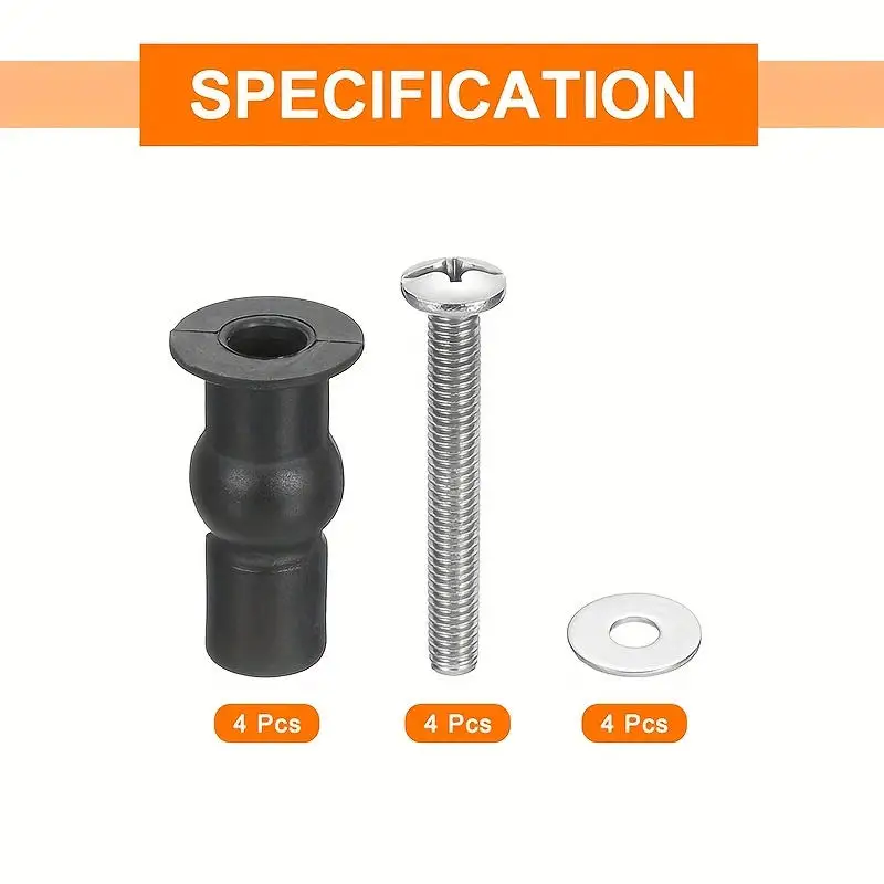 

2pcs Expansion Screw Toilet Seat Top Fix Hinge Hole Fixings Well Nut Rubber Back To Wall Cover Accessories
