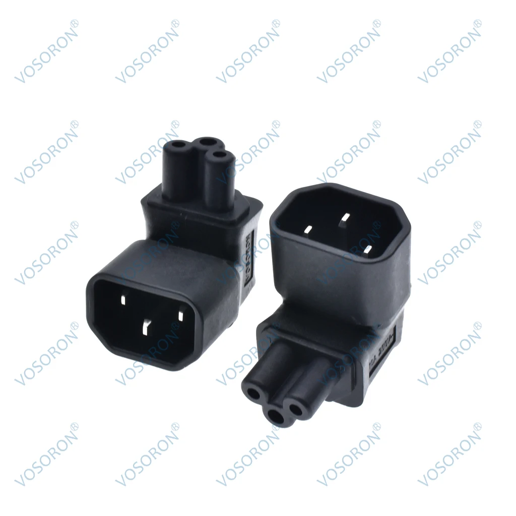 IEC 90 Degree Adapter 3 Poles IEC Male C14 to IEC Female C5 Down Angled Extension Power Adapter