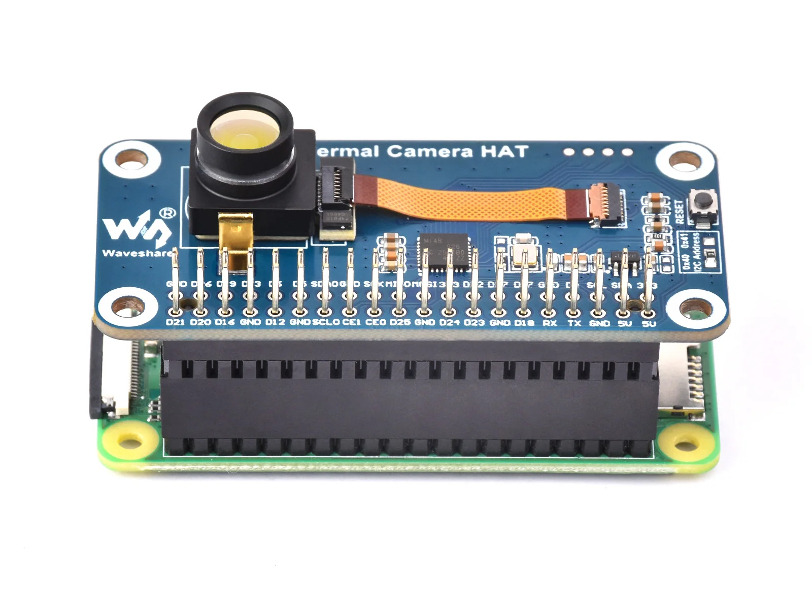 Waveshare Long-wave IR Thermal Imaging Camera Module, 80×62 Pixels, 45°FOV, Available With 40PIN GPIO Header Or Type-C Port