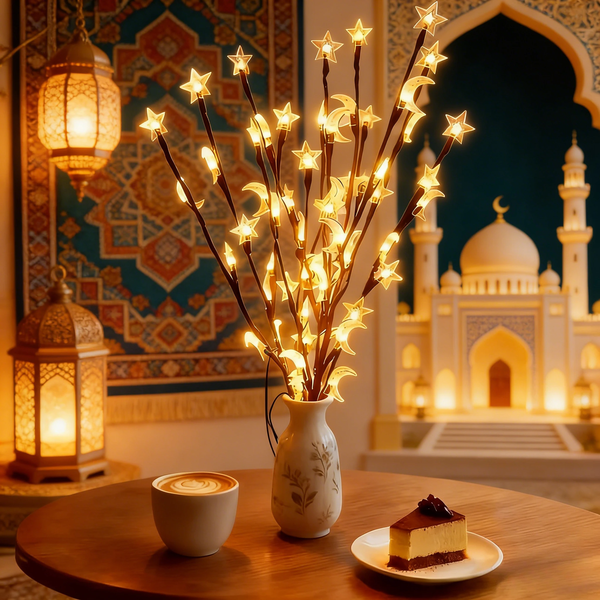 

Star Moon Mixed Tree Branch Lights Battery Powered Good Gift Perfect for Home Bedroom Living Room Ramadan Eid Decoration