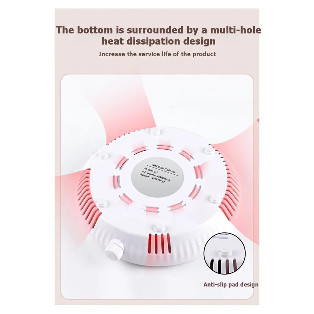 Doings Nail Dust Collector for Nail Tech 4500RPM Portable Nail Vacuum Fan with Adjustable Suction Easy-Control EU Plug